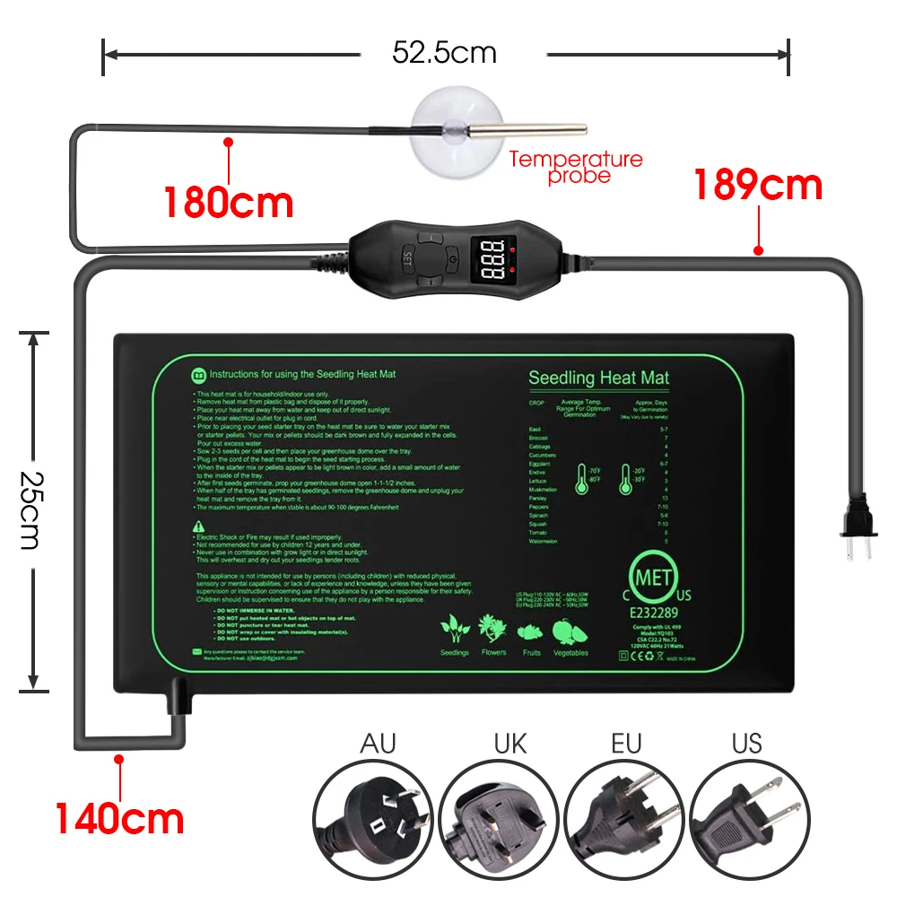 50W EU-US/UK/AU Adjustable The - Seedling Heat Mat review and price